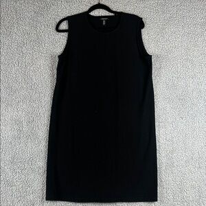 Eileen Fisher Sheath Sleeveless Crew Neck Pull On Relaxed Black Dress Size S